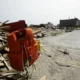 A view of debris and mud covering the tsunami-devastated city of Rikuzentakata, Japan, on March 20, 2011. On March 11, 2011, a magnitude 9.0 earthquake—the strongest in Japan’s recorded history and among the five most powerful ever worldwide—struck the region. Within an hour, coastal towns were flattened by a massive tsunami triggered by the quake. Waves up to four or five meters high swept through homes, towns, and fields, leaving widespread destruction in their wake.