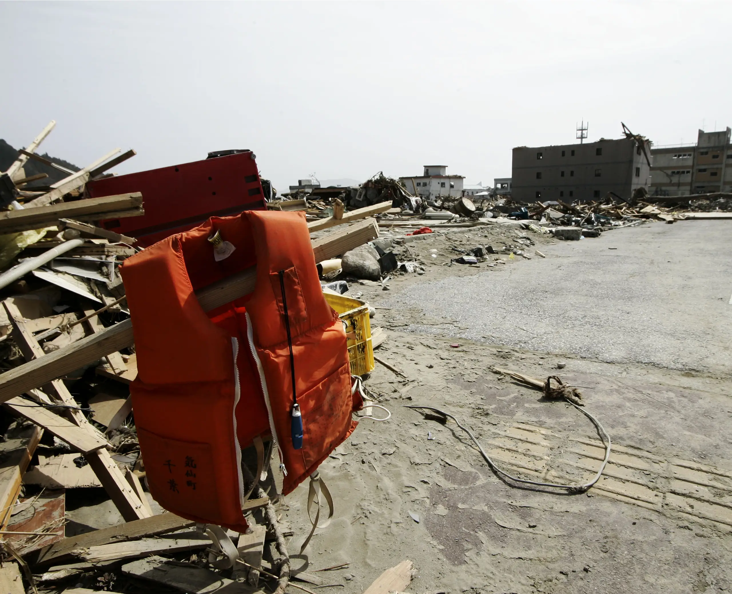 A view of debris and mud covering the tsunami-devastated city of Rikuzentakata, Japan, on March 20, 2011. On March 11, 2011, a magnitude 9.0 earthquake—the strongest in Japan’s recorded history and among the five most powerful ever worldwide—struck the region. Within an hour, coastal towns were flattened by a massive tsunami triggered by the quake. Waves up to four or five meters high swept through homes, towns, and fields, leaving widespread destruction in their wake.